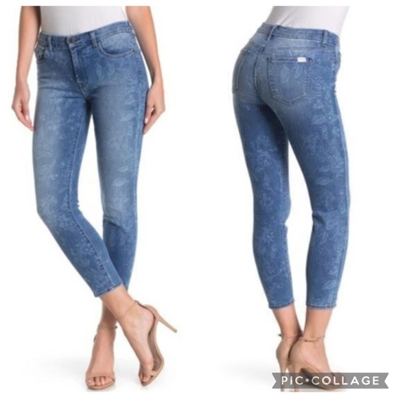 Size 12 Jen7 7 for all mankind faded floral skinny ankle cropped jeans - Picture 1 of 16